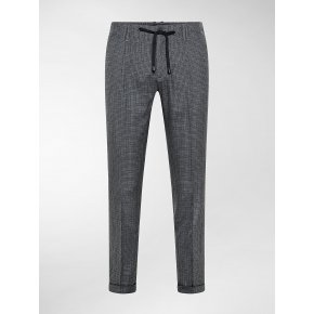 Totò Jogging Grigio Micro Quadro Tela Lana Stretch