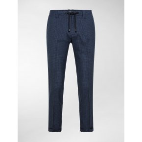 Totò Jogging Blu Micro Quadro Tela Lana Stretch