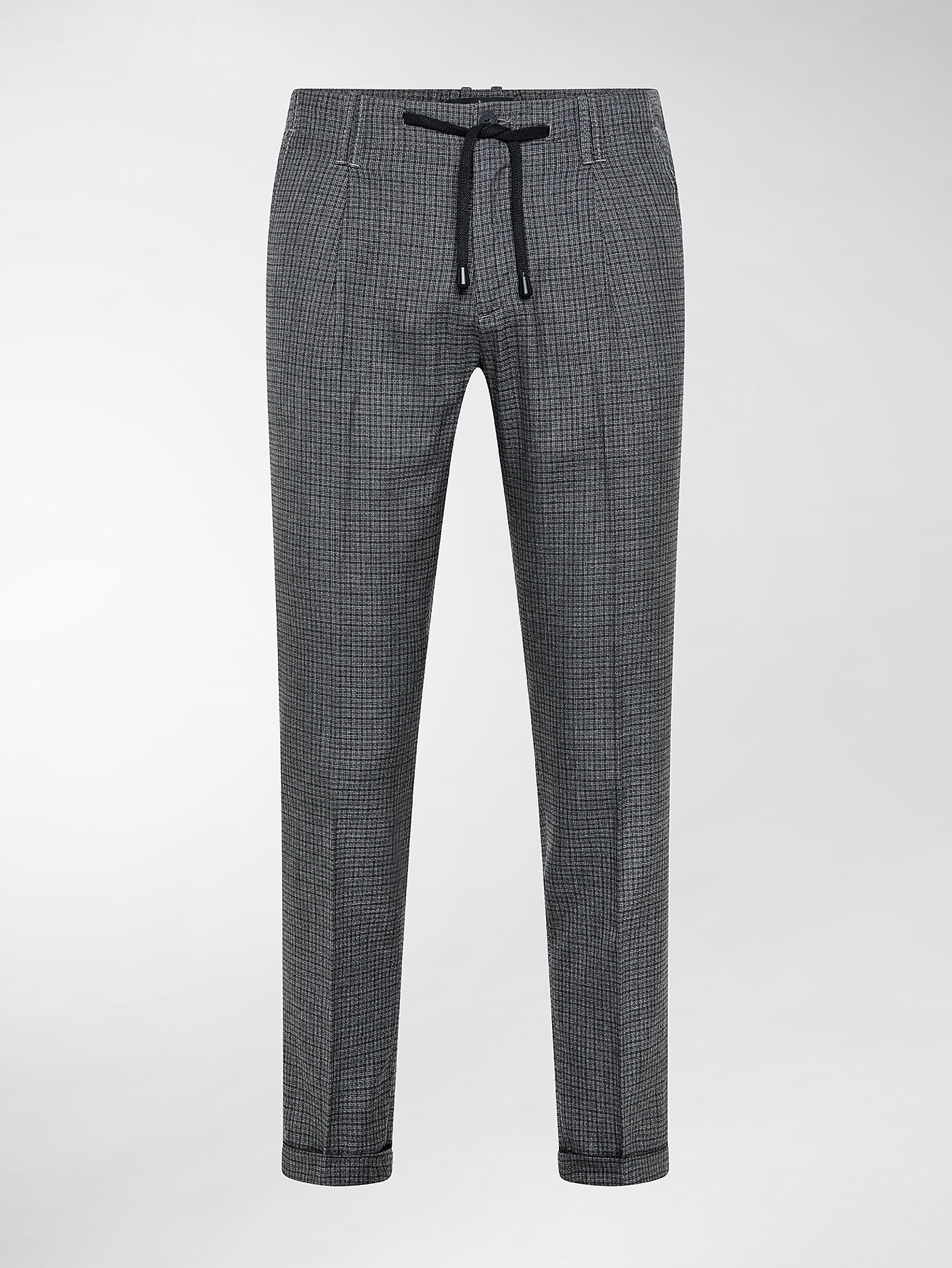 Totò Jogging Grigio Micro Quadro Tela Lana Stretch