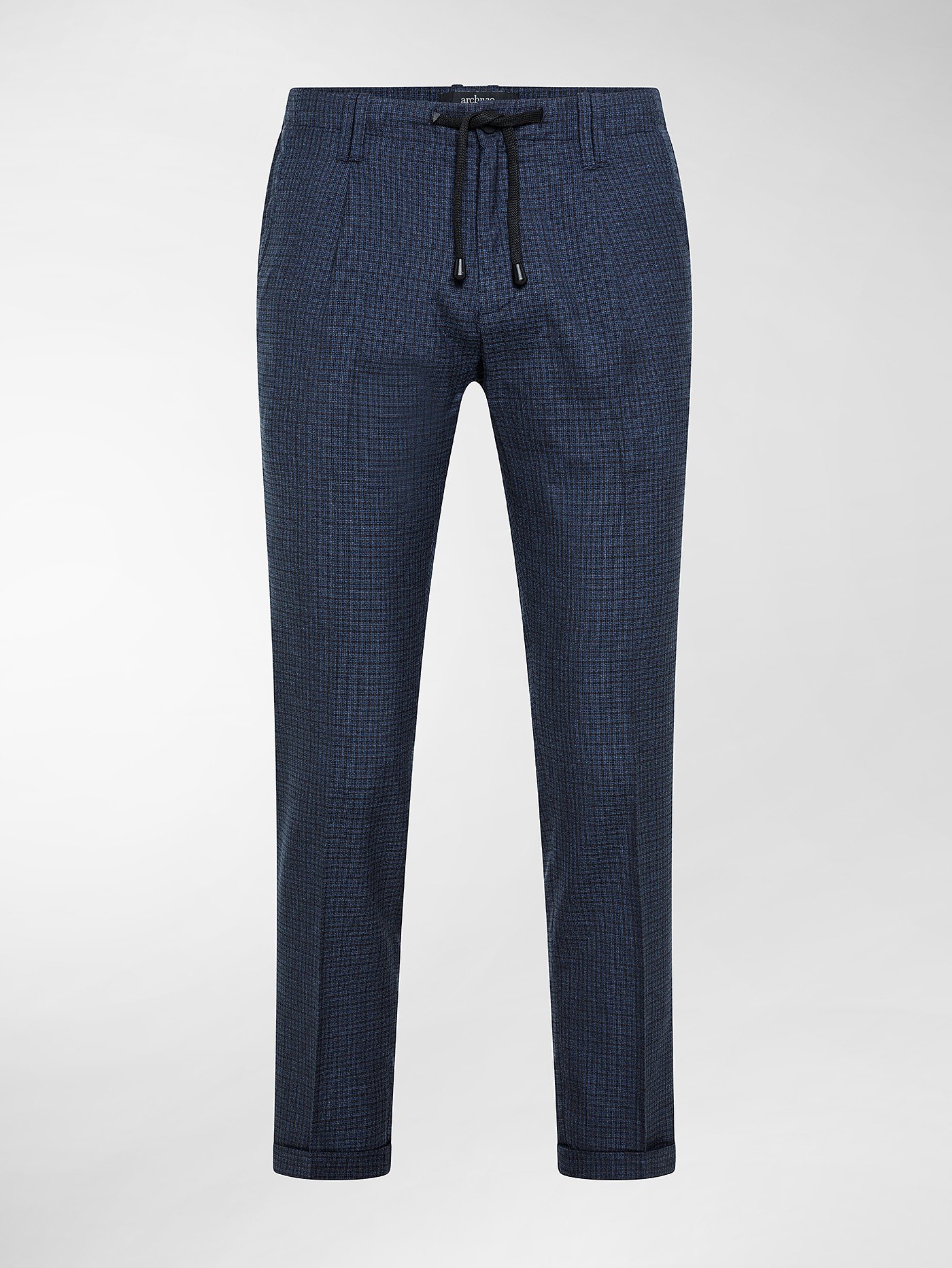 Totò Jogging Blu Micro Quadro Tela Lana Stretch