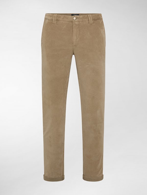 Clay Beige Velour Cotone Diagonale Stretch