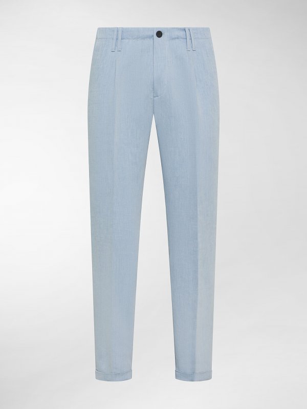Tom Azzurro Polvere Cotone Lino Fiammato