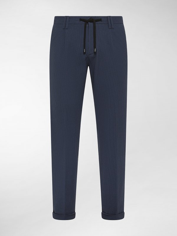 Totò Blu Cotone Goffrato Stretch