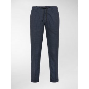 Totò Coulisse Blu Micro Quadro Fresco Lana Stretch